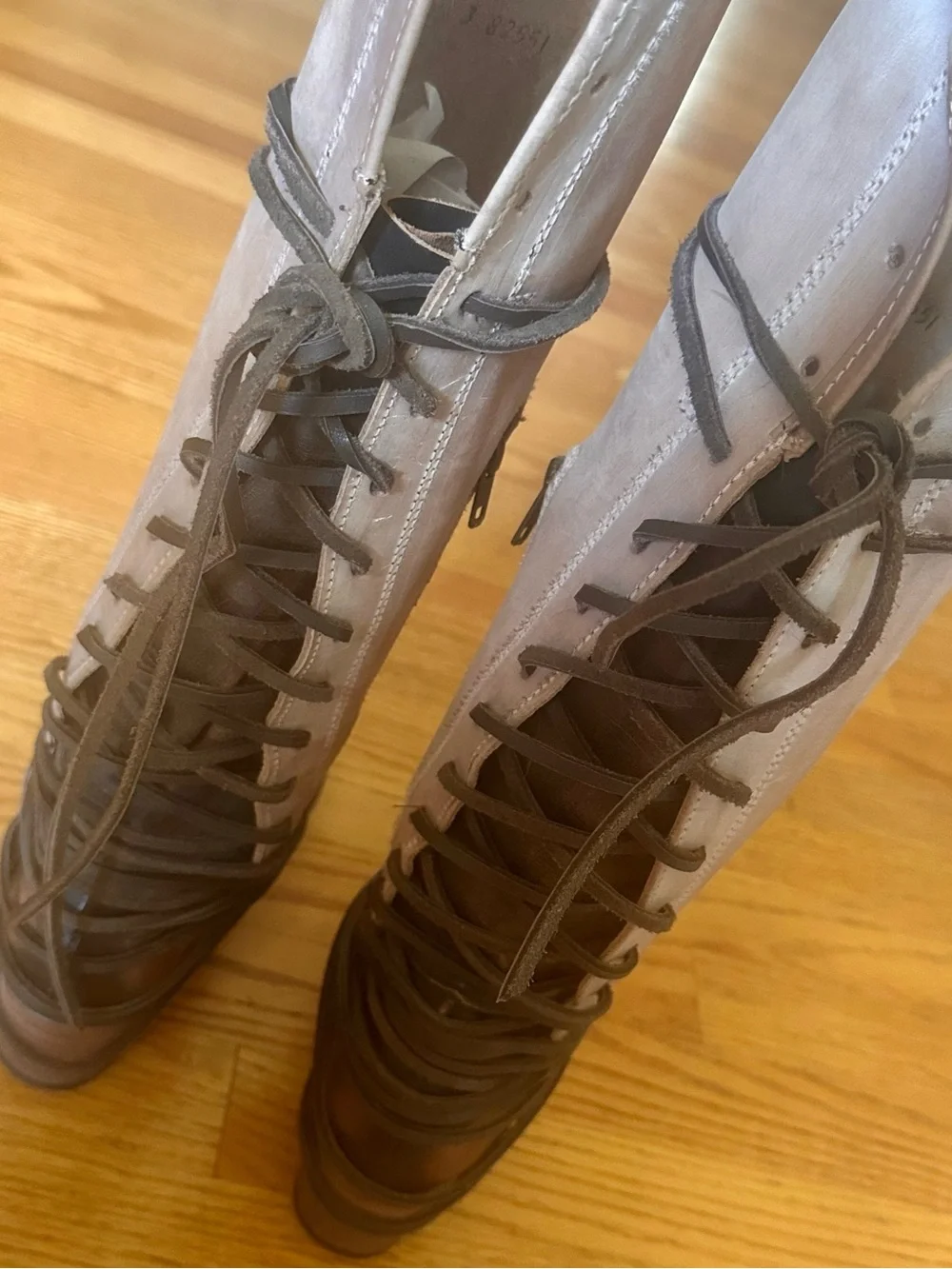 Freebird by Steven Taupe Leather with Wrap Straps, size 7. New